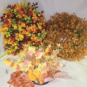 Multicolor Faux Floral Wreath Set Plus Candle Wreath NEW Fall Decor